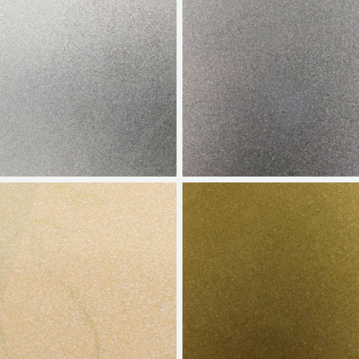 Four sandblasted stainless steel samples